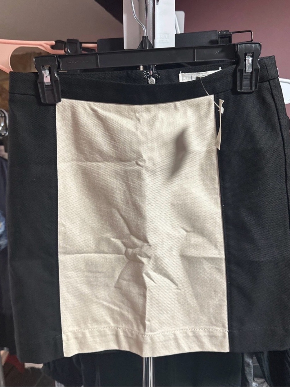 LOFT Black and Cream Colorblock Mini Skirt